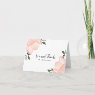 Romantisk Elegant Vår Blommigt Rosa Bröllop Tack Kort