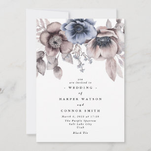Romantisk Elegant Watercolor Blommigt Bröllop Inbjudningar
