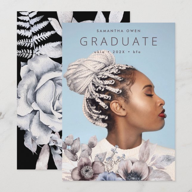 Romantisk Elegant Watercolor Blommigt Universitete Meddelande (Fram/baksida)