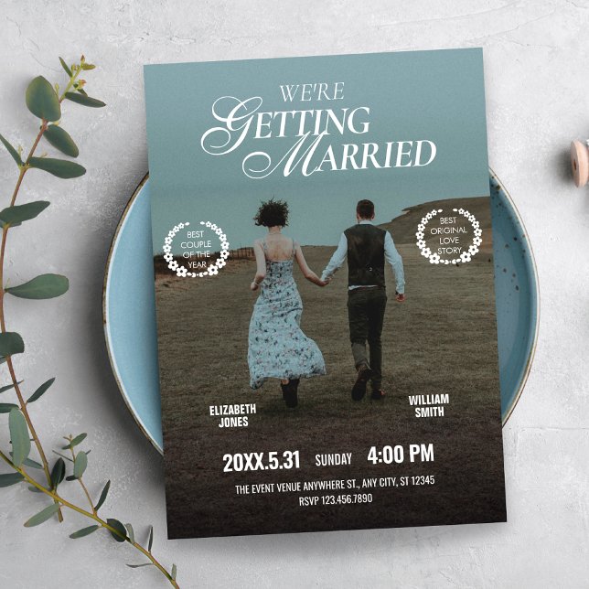 Romantisk estetisk filmplakat foto bröllop  inbjudningar (Skapare uppladdad)