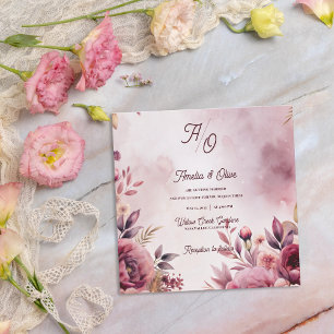 Romantisk Eterisk Mauve Blommig Bröllopsinbjudan