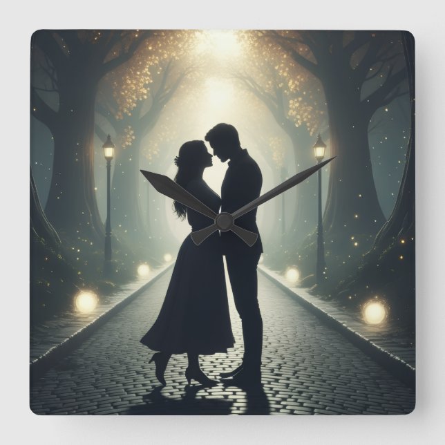 Romantisk Ett ögonblick i tidväggklocka Fyrkantig Klocka (Framsida)