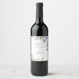 Romantisk Eukalyptus & Lavendel Bröllop Vinflaska Etikett
