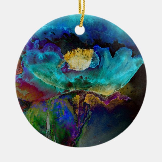 Romantisk färgmålning av testämfärgning av blommig julgransprydnad keramik (Framsidan)