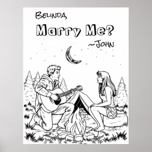 Romantisk färgsida Marry mig? Poster