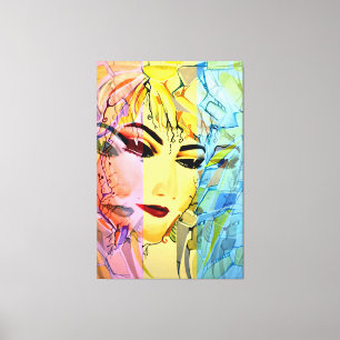 Romantisk female Silhouette Watercolor Painting Canvastryck