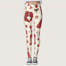 Romantisk firande Doodle-mönster Leggings