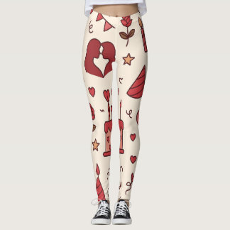 Romantisk firande Doodle-mönster Leggings