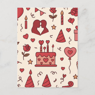 Romantisk firande Doodle-mönster Vykort