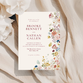 Romantisk fjäril Blommigt Gräns Bröllop Inbjudningar