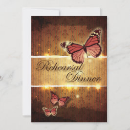 romantisk fjäril faller bröllopsrepetitionsmiddag inbjudningar