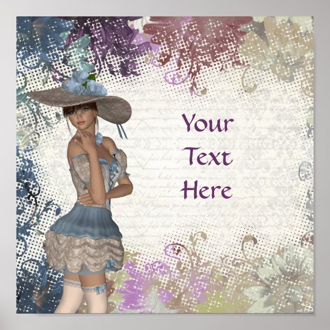 Romantisk flicka i Engelska ro Poster (Framsidan)