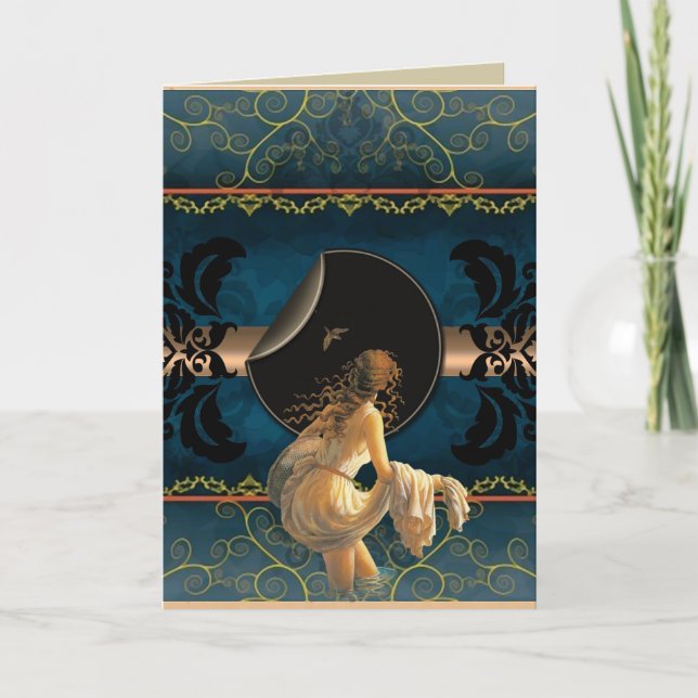 Romantisk Födelsedags Kort - Kvinna i Vatten (Framsida)