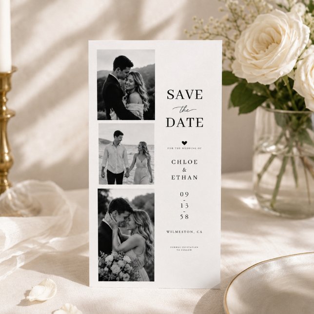 Romantisk fotoremsa Save the Date bröllopskort. Spara Datumet (Skapare uppladdad)