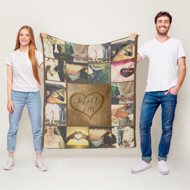 Romantisk fototrädmonogram fleecefilt (På plats)
