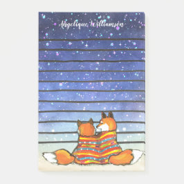Romantisk Fox Foxes Starry Night Personlig Post-it Block