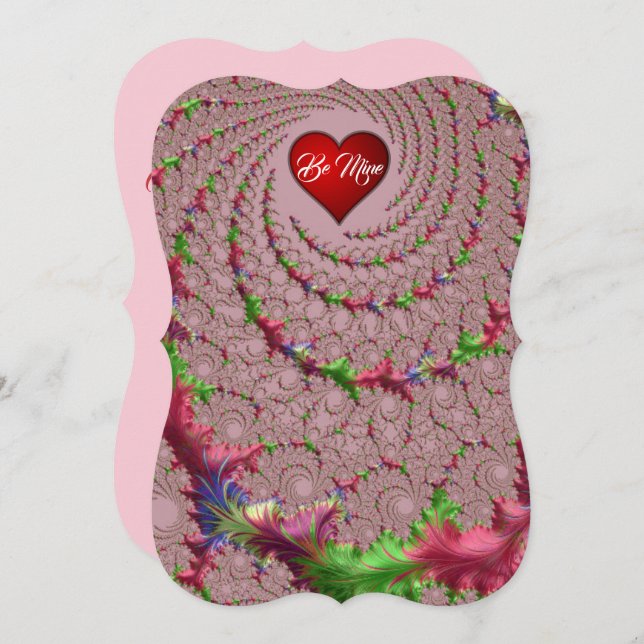 Romantisk fraktal med utsmyckad valentin julkort (Fram/baksida)