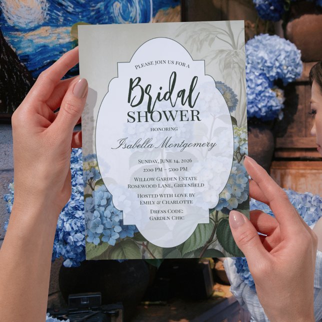Romantisk fransk blå hortensia bröllopsdusch inbjudningar (Romantic French Blue Hydrangea Bridal Shower Invitations
)