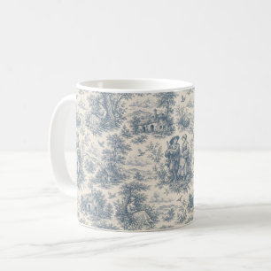 Romantisk fransk landsbygd Toile i dammig blå Kaffemugg