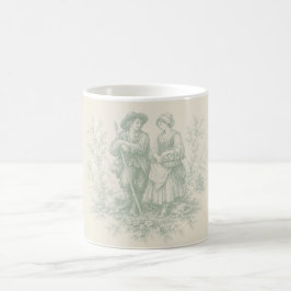 Romantisk fransk landsbygd Toile i salvia grön Kaffemugg