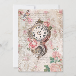 Romantisk Fransk Ro, klocka och filigree Collage Anteckningskort