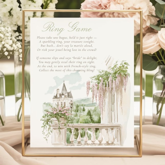 Romantisk fransk trädgård Chateau Ring Game Bröllo Poster (Skapare uppladdad)