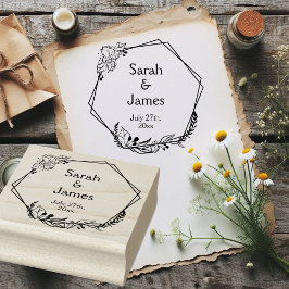 Romantisk geometrisk Namn Bröllop Datum Rubber Fri Stämpel