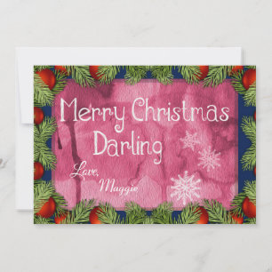 Romantisk God jul Darling Watercolor Julkort