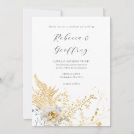 Romantisk Golden Blommigt Calligraphy Bröllop Inbjudningar