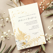 Romantisk Golden Blommigt Calligraphy Bröllop