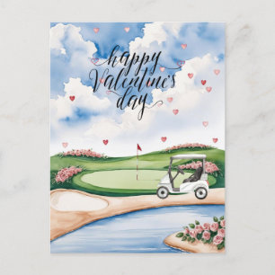 Romantisk Golf Course med Ro - Vattenfärg Vykort