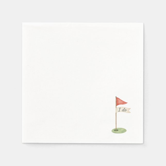 Romantisk golf-flagg "Ja jag gör" golfbröllopsgåva Pappersservett (Framsidan)