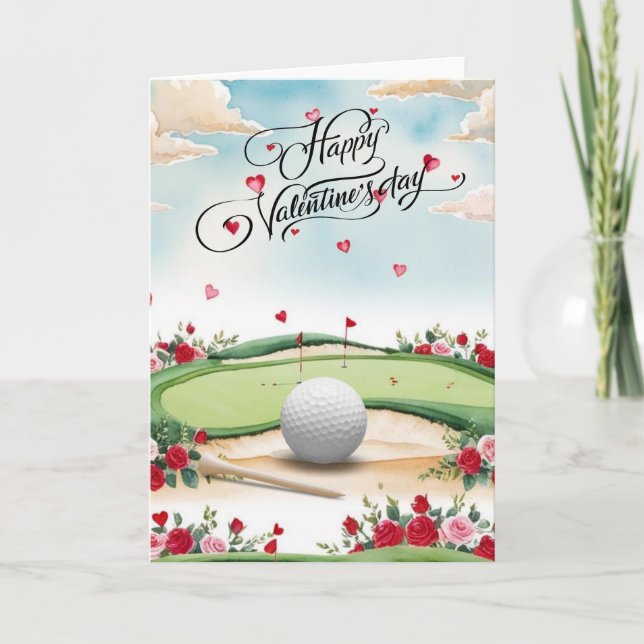 Romantisk golfbana med rosor – Akvarell Helgkort (Framsida)