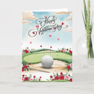 Romantisk golfbana med rosor – Akvarell Helgkort
