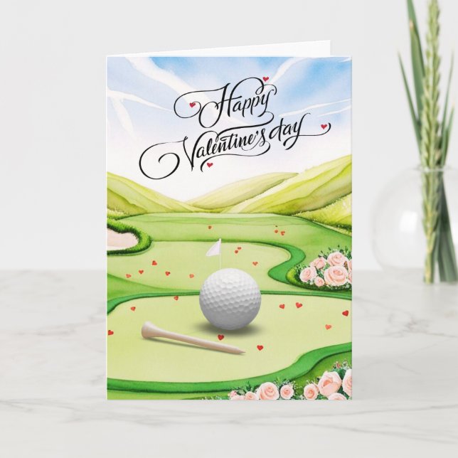 Romantisk golfbana med rosor – Akvarell Helgkort (Framsida)