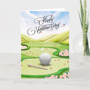 Romantisk golfbana med rosor – Akvarell Helgkort