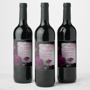 Romantisk Gothic Ro & Candle Birthday Vinflaska Etikett