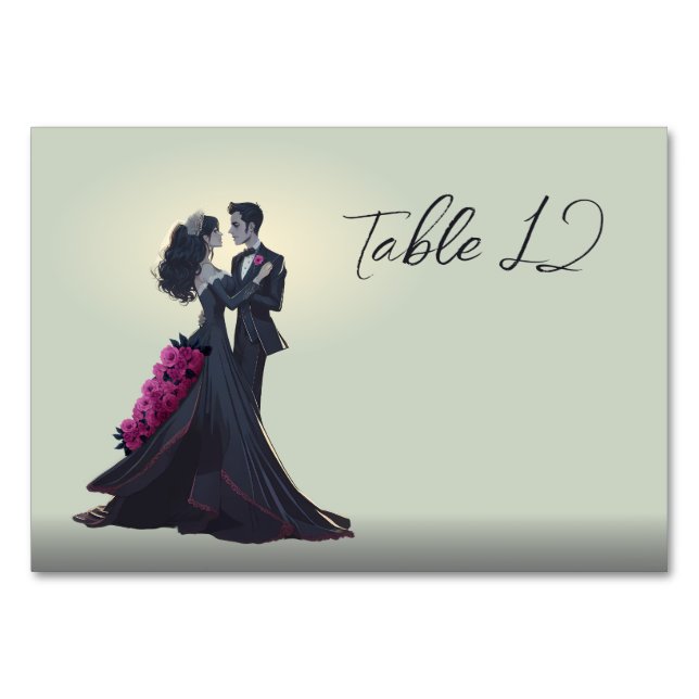 Romantisk gotiic Älskare minimal Elegant Bordsnummer (Framsidan)