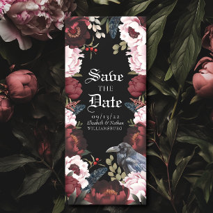 Romantisk gotin Watercolor Raven Spara datumet Inbjudningar