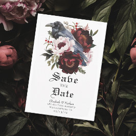 Romantisk gotin Watercolor Raven Spara datumet Inbjudningar