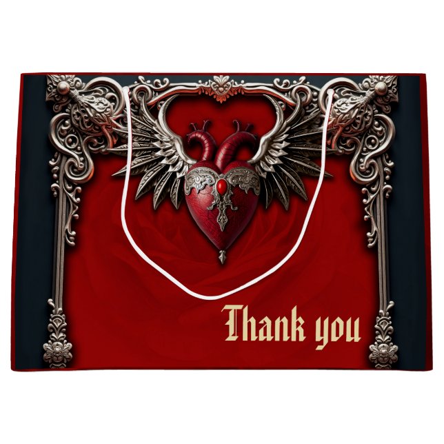 Romantisk gotisk ikon: hjärta, ro, skalle. (Framsidan)