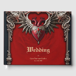 Romantisk gotisk ikon: hjärta, ro, skalle. gästböcker