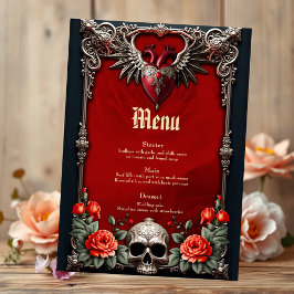 Romantisk gotisk ikon: hjärta, ro, skalle. meny