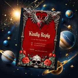 Romantisk gotisk ikon: hjärta, ro, skalle. OSA kort