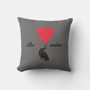 Romantisk gotisk kråka valentines kärlek hjärta kudde