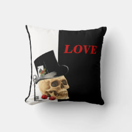 Romantisk gotisk skalle spelare valentines day kudde