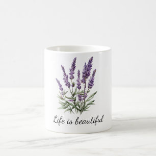 Romantisk Grå Lila Lavendel Blommig Kaffemugg