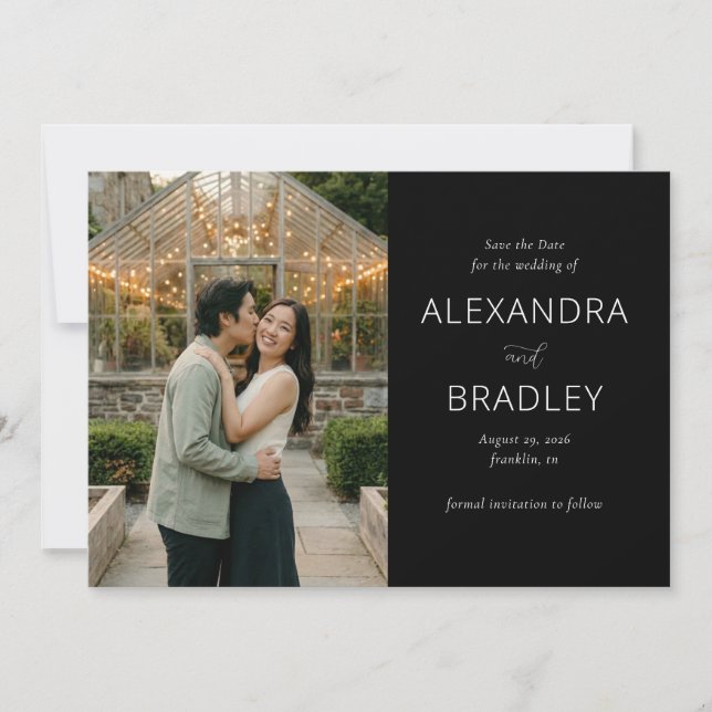 Romantisk grön foto spara datumet (Framsida)