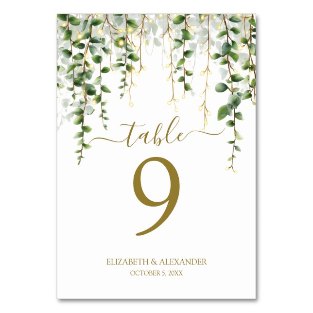 Romantisk grönskedekoration bordsnummer (Framsidan)