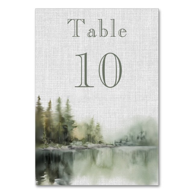 Romantisk grönt Bröllop Bordsnummer (Framsidan)